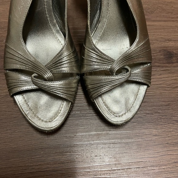 Rene Caovilla Slingback Platform Metallic Heels Sz 38.5 - Picture 2 of 6